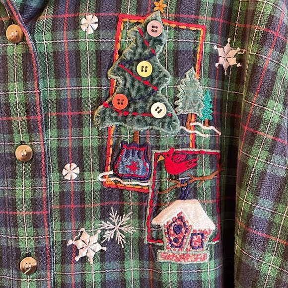 Victoria Jones Woman Winter Christmas Button Up Shirt Sz 26W - Picture 5 of 7